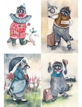 Декупажная карта Животные Птицы (AN-086) Енот