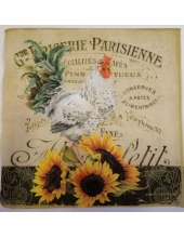 Салфетки для декупажа, декупажная салфетка  0017, 33 на 33  см, Курица подсолнухи винтаж